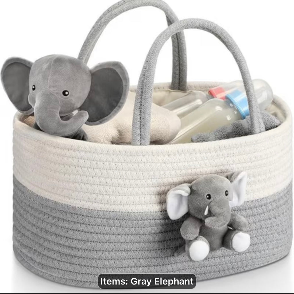 Woven Storage Basket - Gray Elephant