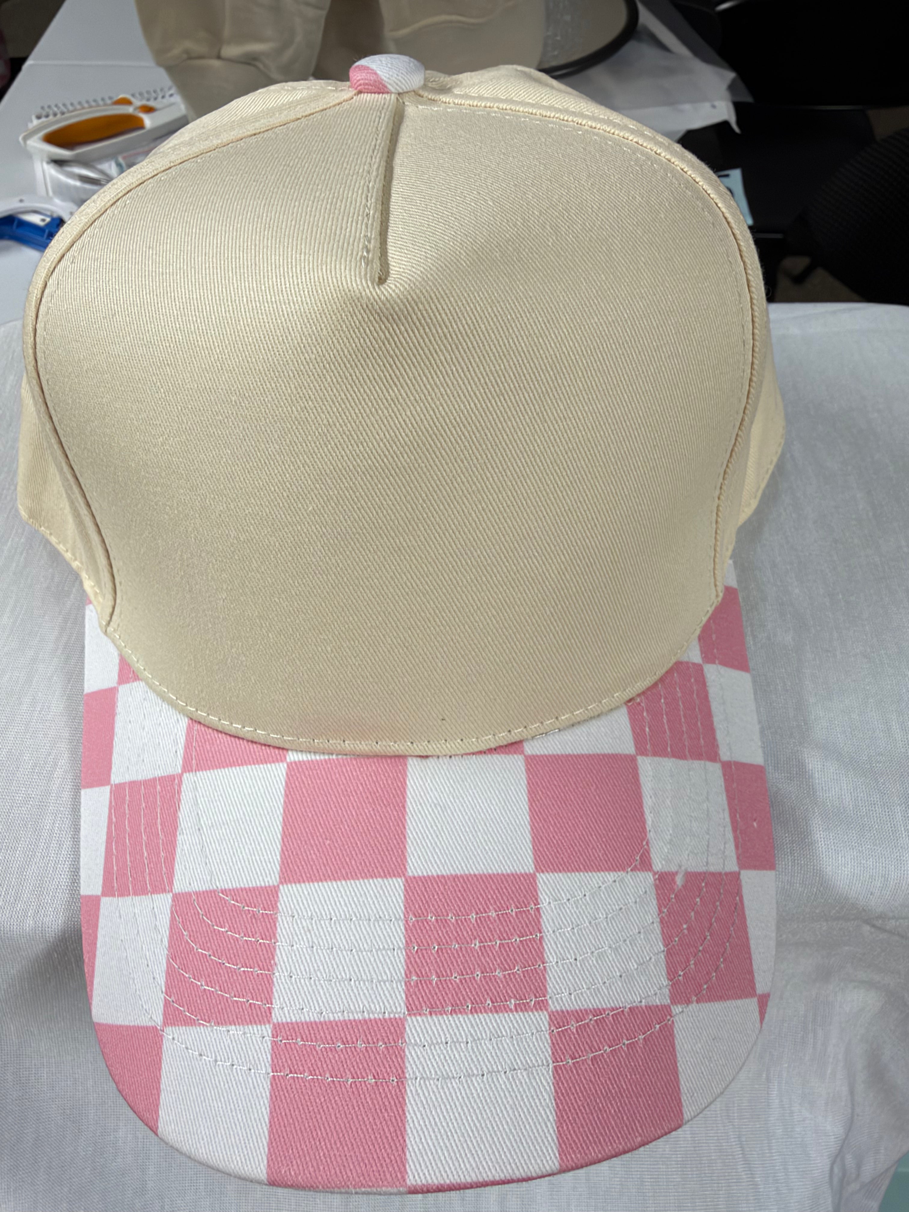 Cotton Checkered Blank Hat