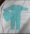 Non-footed raglan romper + newborn hat