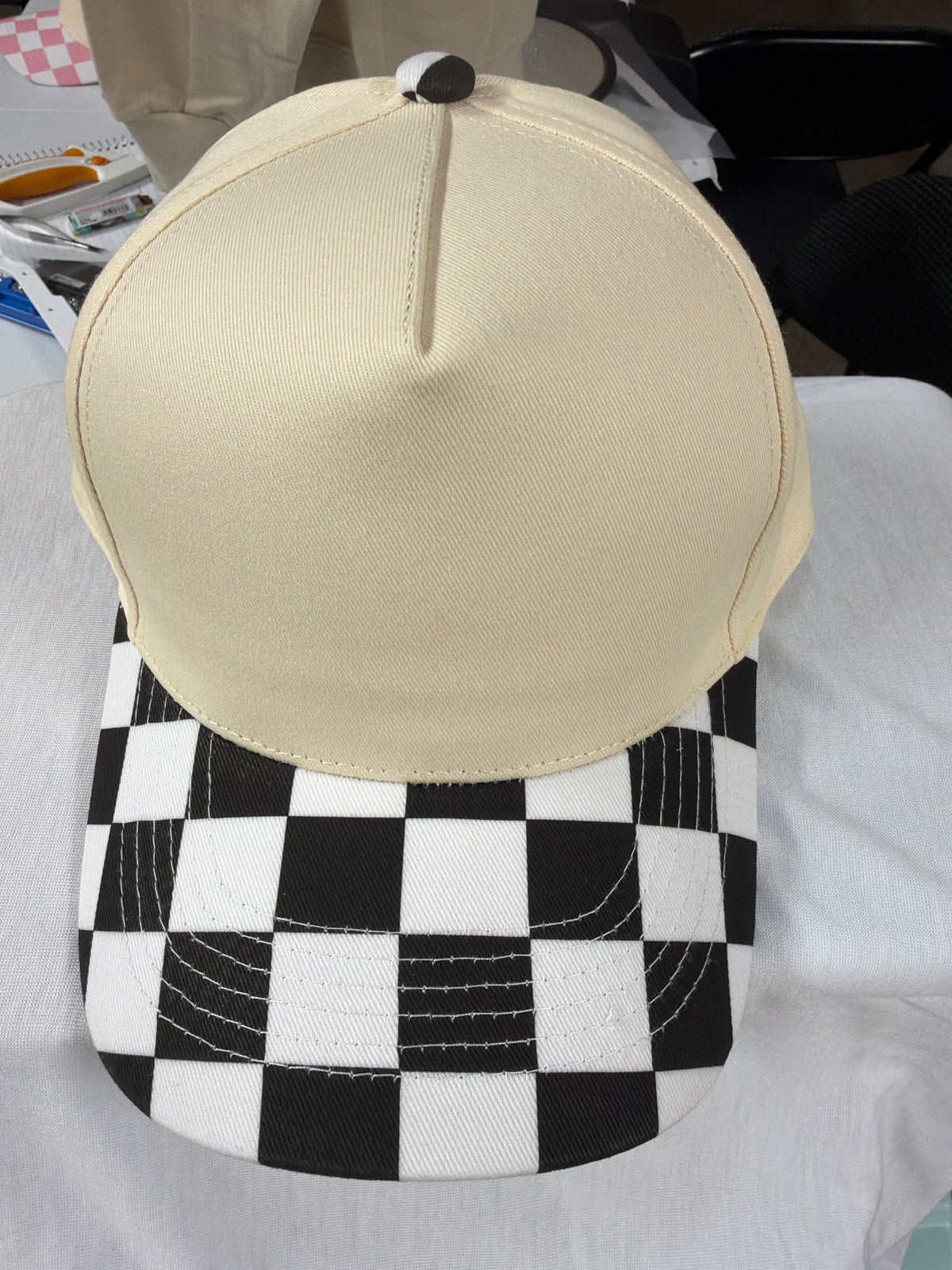 Cotton Checkered Blank Hat